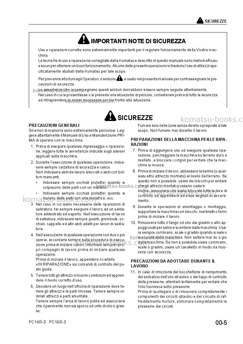 Komatsu pc14r-3ita Riparazione e manutenzione copertina Pagina 7