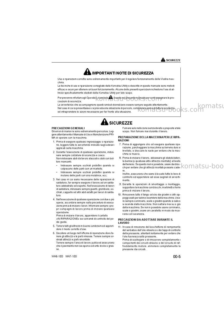 Komatsu wh713-1ita-tier 3 Riparazione e manutenzione copertina Pagina 7 Komatsu wh713-1ita-tier 3 Riparazione e manutenzione copertina Pagina 7