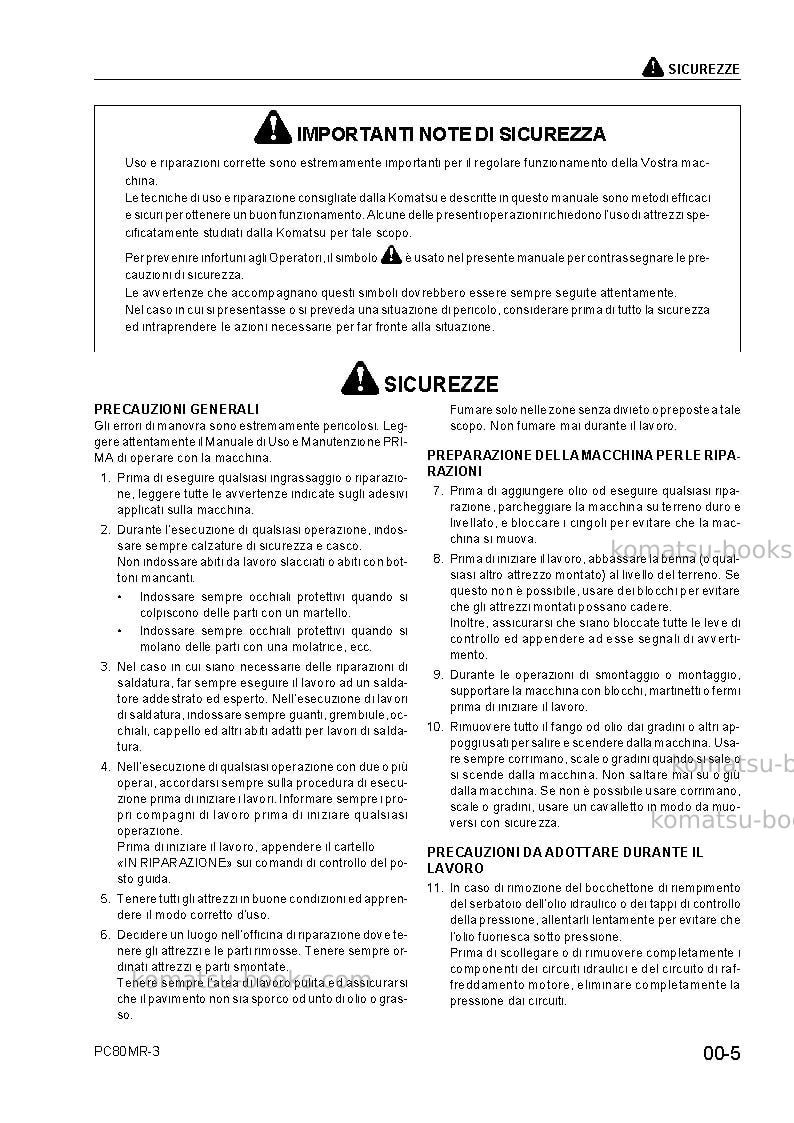Komatsu pc80mr-3ita Riparazione e manutenzione copertina Pagina 7