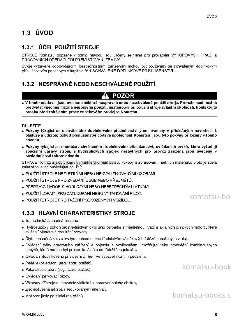Komatsu sk714-5ita-/ Provozní manuál obálka Strana 7 Komatsu sk714-5ita-/ Provozní manuál obálka Strana 7
