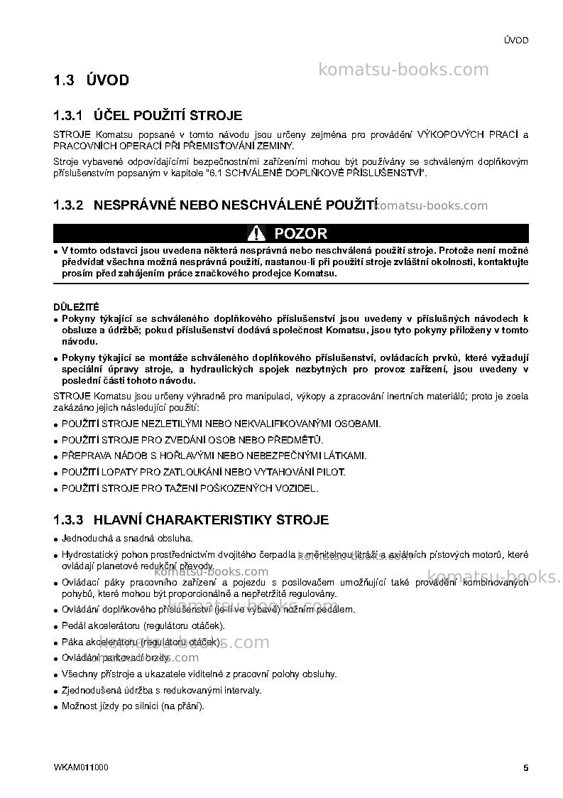 Komatsu ck20-1ita Provozní manuál obálka Strana 7 Komatsu ck20-1ita Provozní manuál obálka Strana 7