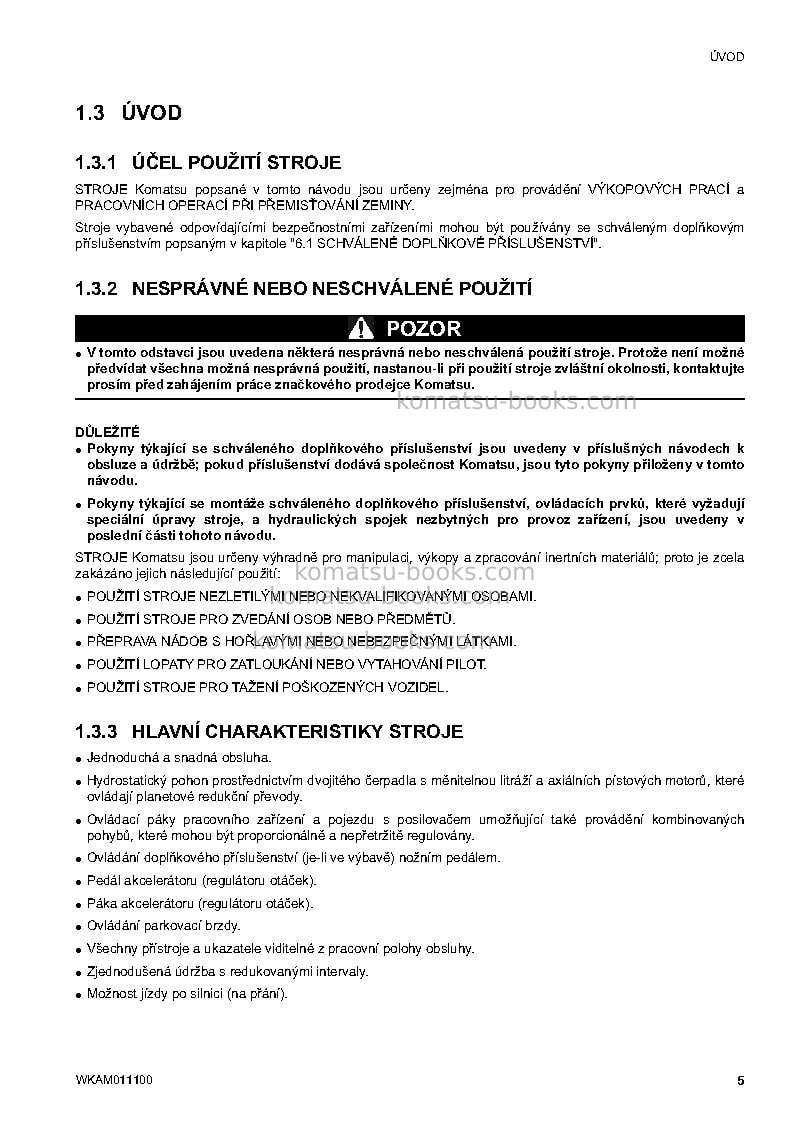 Komatsu ck25-1ita Provozní manuál obálka Strana 7 Komatsu ck25-1ita Provozní manuál obálka Strana 7