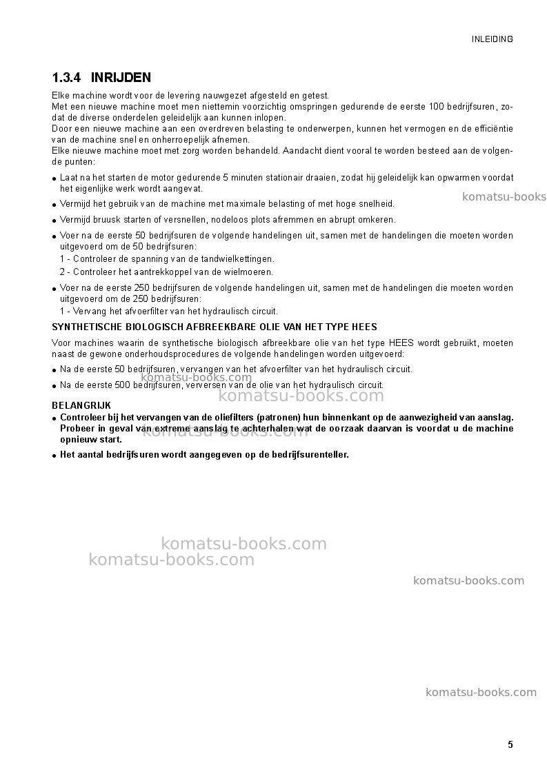 Komatsu sk1020-5ita-turbo Operation manual cover Page 7