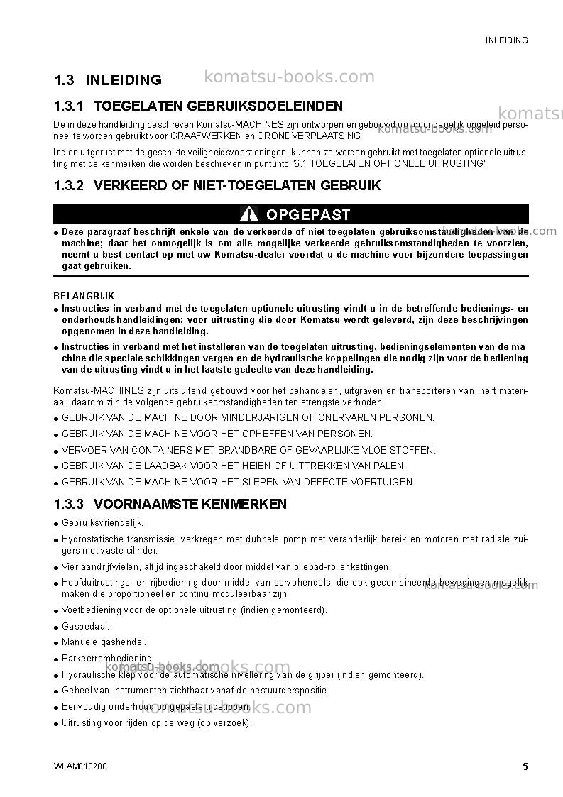Komatsu sk510-5ita Operation manual cover Page 7