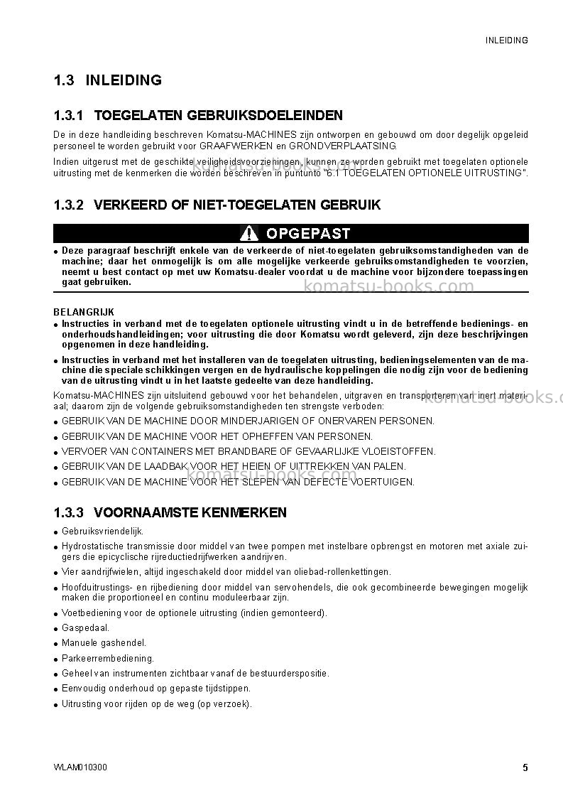 Komatsu sk714-5ita-/ Operation manual cover Page 7 Komatsu sk714-5ita-/ Operation manual cover Page 7