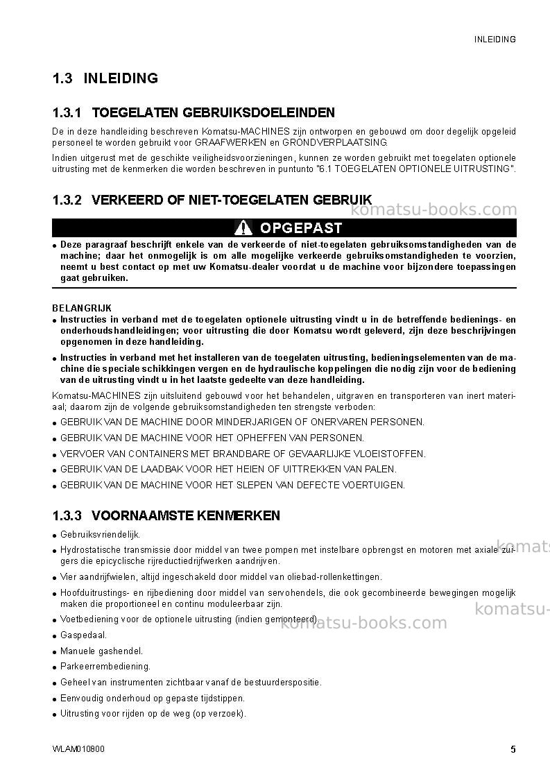 Komatsu sk1020-5ita-turbo Operation manual cover Page 7