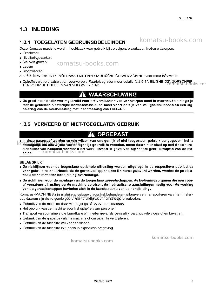 Komatsu pc80mr-3ita Operation manual cover Page 7