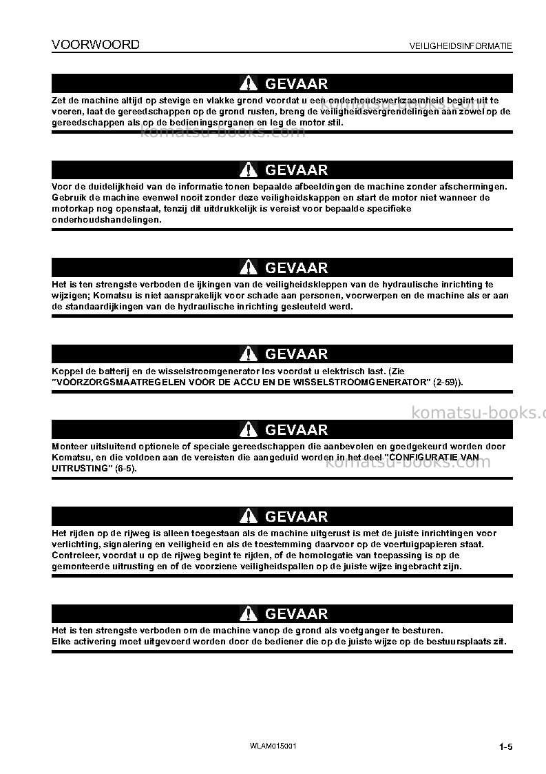 Komatsu pw98mr-8ita Operation manual cover Page 7 Komatsu pw98mr-8ita Operation manual cover Page 7
