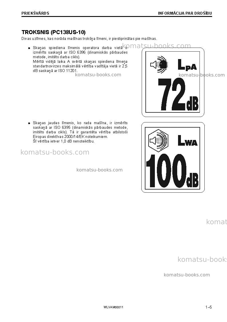 Komatsu pc138us-10ita Operation manual cover Page 7 Komatsu pc138us-10ita Operation manual cover Page 7