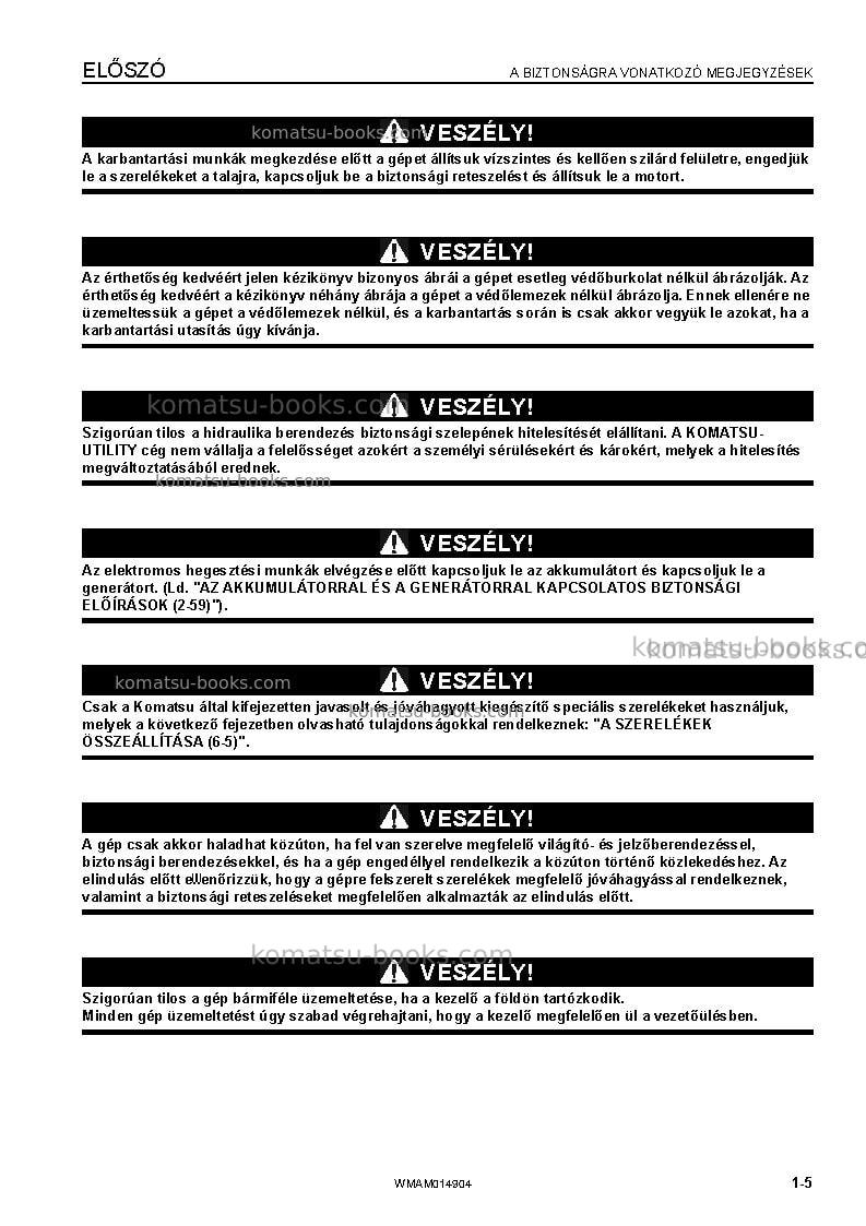Komatsu pw118mr-8ita Operation manual cover Page 7 Komatsu pw118mr-8ita Operation manual cover Page 7