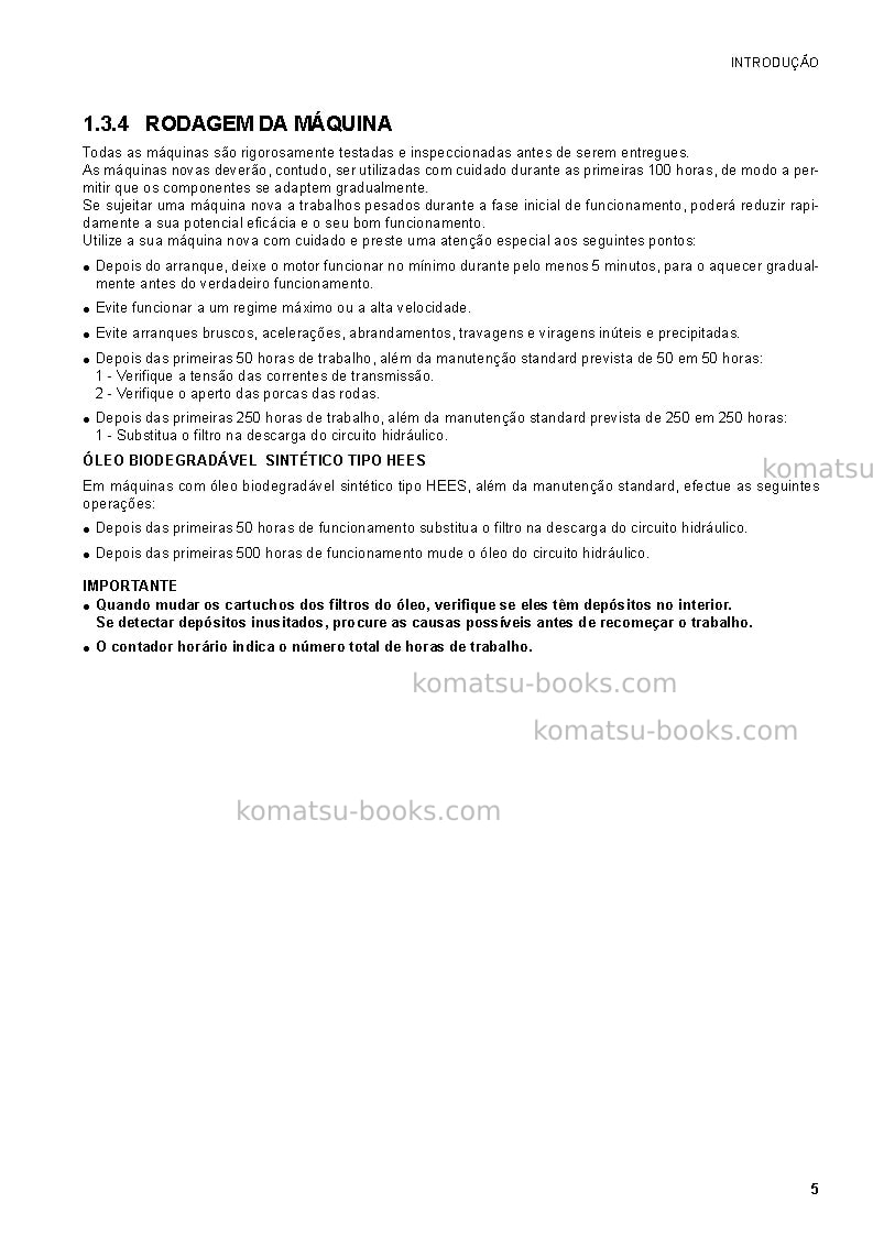 Komatsu sk1020-5ita Manual de operação capa Página 7 Komatsu sk1020-5ita Manual de operação capa Página 7