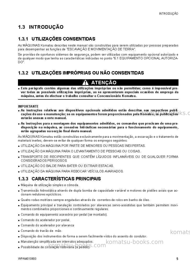 Komatsu sk1020-5ita-turbo Manual de operação capa Página 7