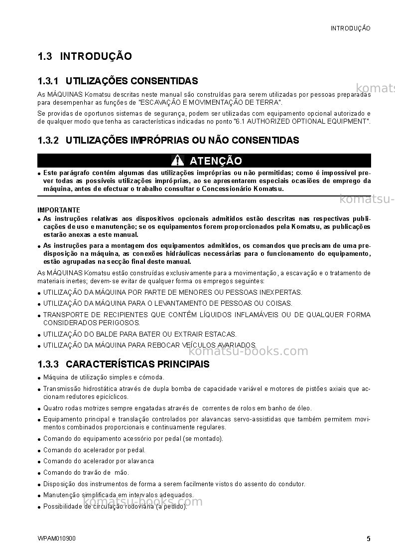 Komatsu sk1026-5ita-turbo Manual de operação capa Página 7