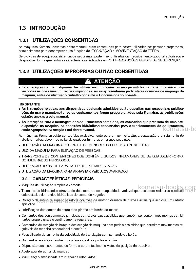 Komatsu pc80mr-3ita Manual de operação capa Página 7