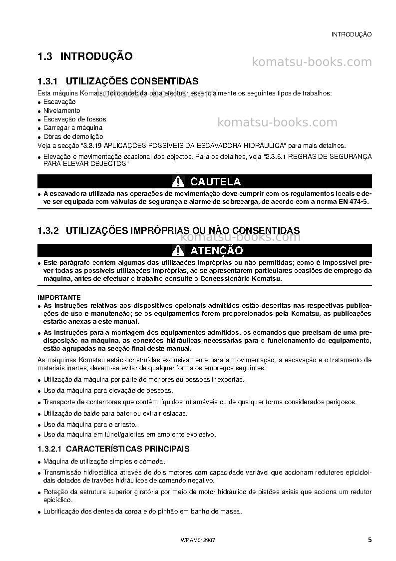 Komatsu pc80mr-3ita Manual de operação capa Página 7
