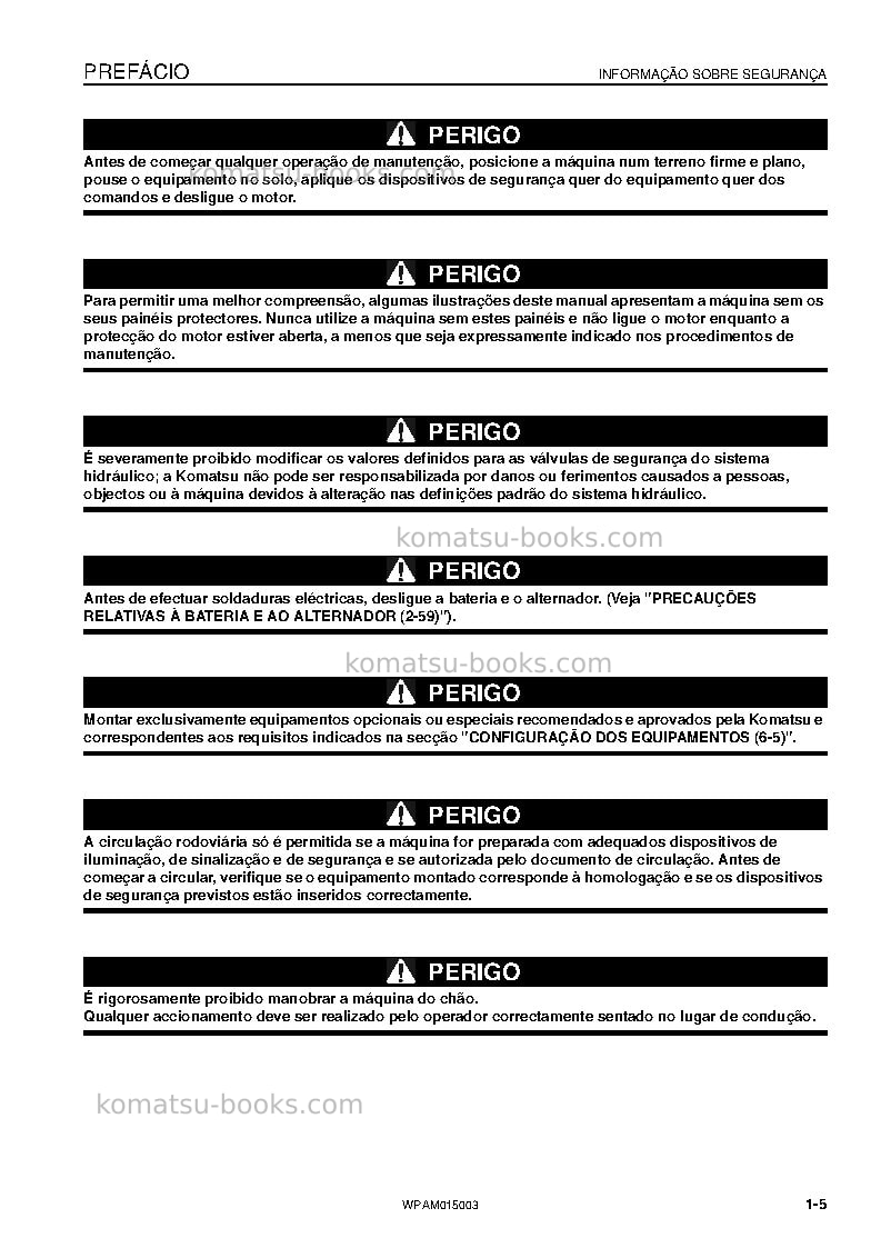 Komatsu pw98mr-8ita Manual de operação capa Página 7 Komatsu pw98mr-8ita Manual de operação capa Página 7