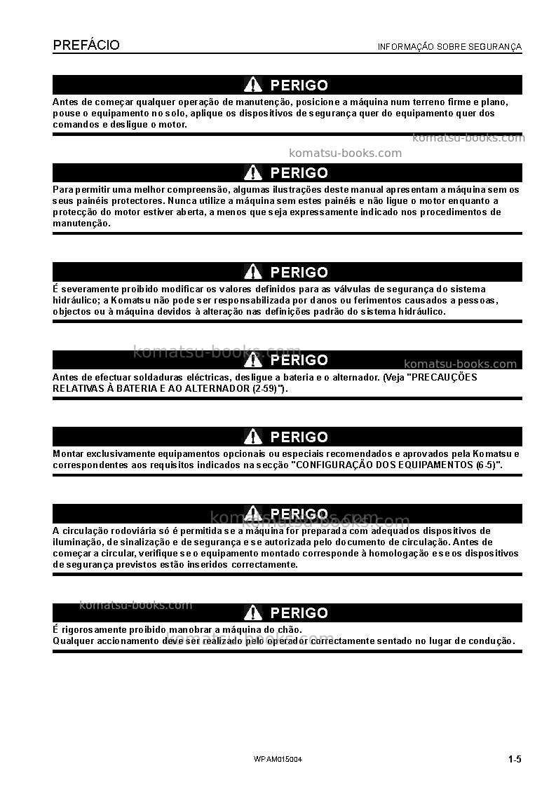 Komatsu pw98mr-8ita Manual de operação capa Página 7 Komatsu pw98mr-8ita Manual de operação capa Página 7