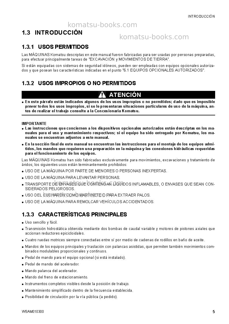 Komatsu sk714-5ita-/ Manual de operación cover Page 7 Komatsu sk714-5ita-/ Manual de operación cover Page 7
