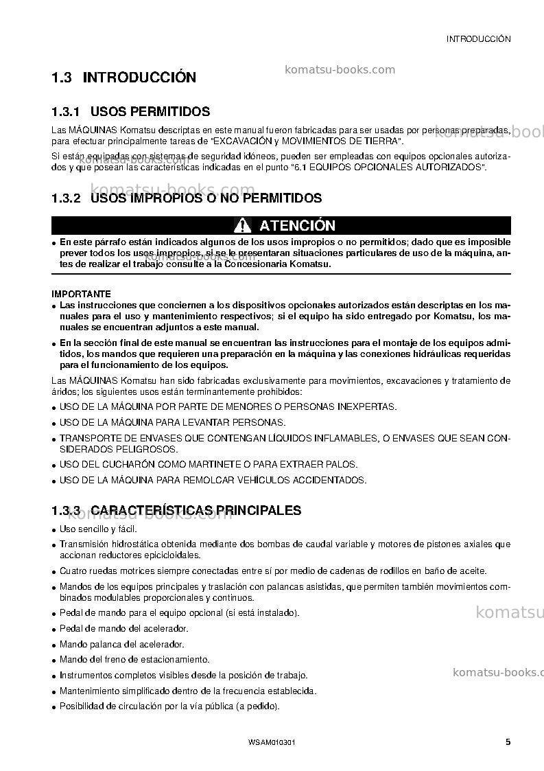 Komatsu sk714-5ita-/ Manual de operación cover Page 7 Komatsu sk714-5ita-/ Manual de operación cover Page 7