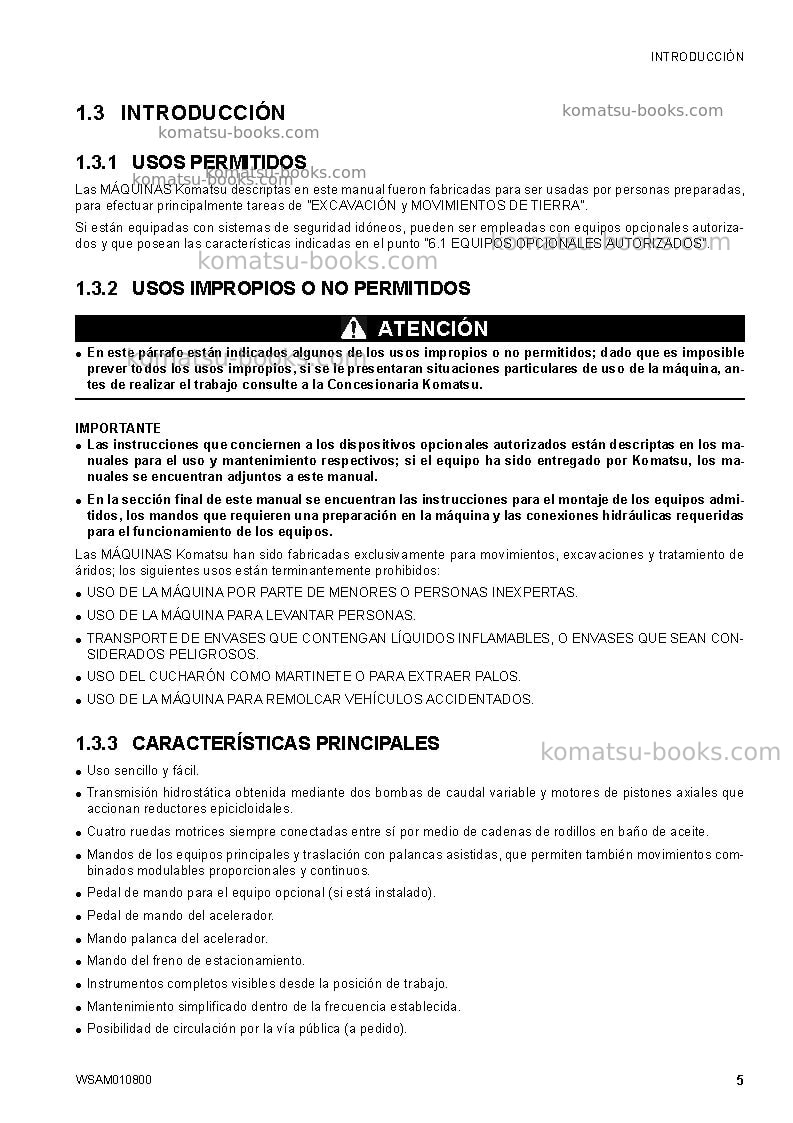 Komatsu sk1020-5ita-turbo Manual de operación cover Page 7
