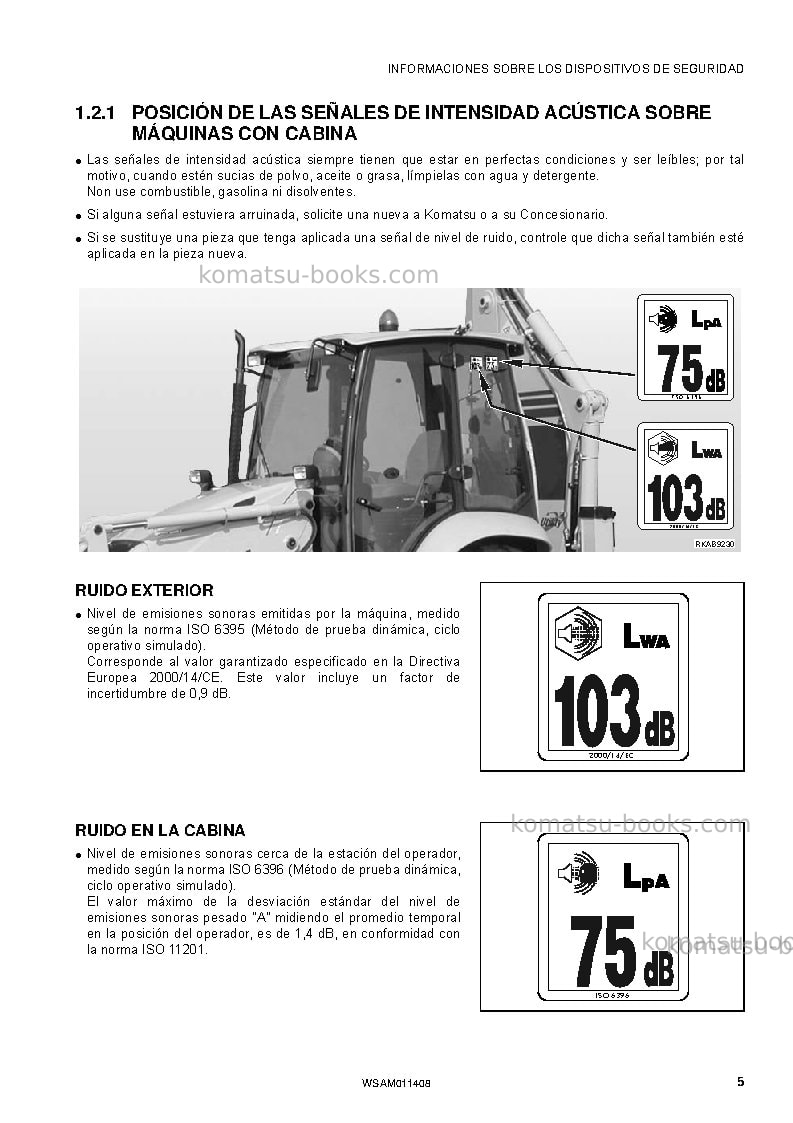 Komatsu wb93r-5ita-tier 3 Manual de operación cover Page 7