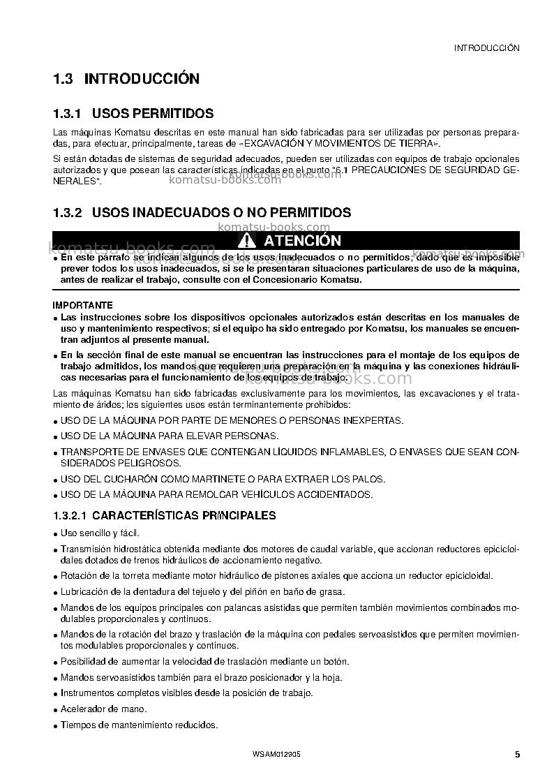 Komatsu pc80mr-3ita Manual de operación cover Page 7 Komatsu pc80mr-3ita Manual de operación cover Page 7