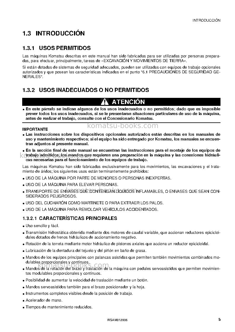 Komatsu pc80mr-3ita Manual de operación cover Page 7 Komatsu pc80mr-3ita Manual de operación cover Page 7