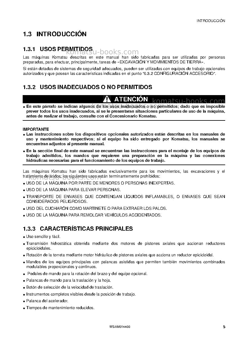 Komatsu pc55mr-3ita Manual de operación cover Page 7 Komatsu pc55mr-3ita Manual de operación cover Page 7
