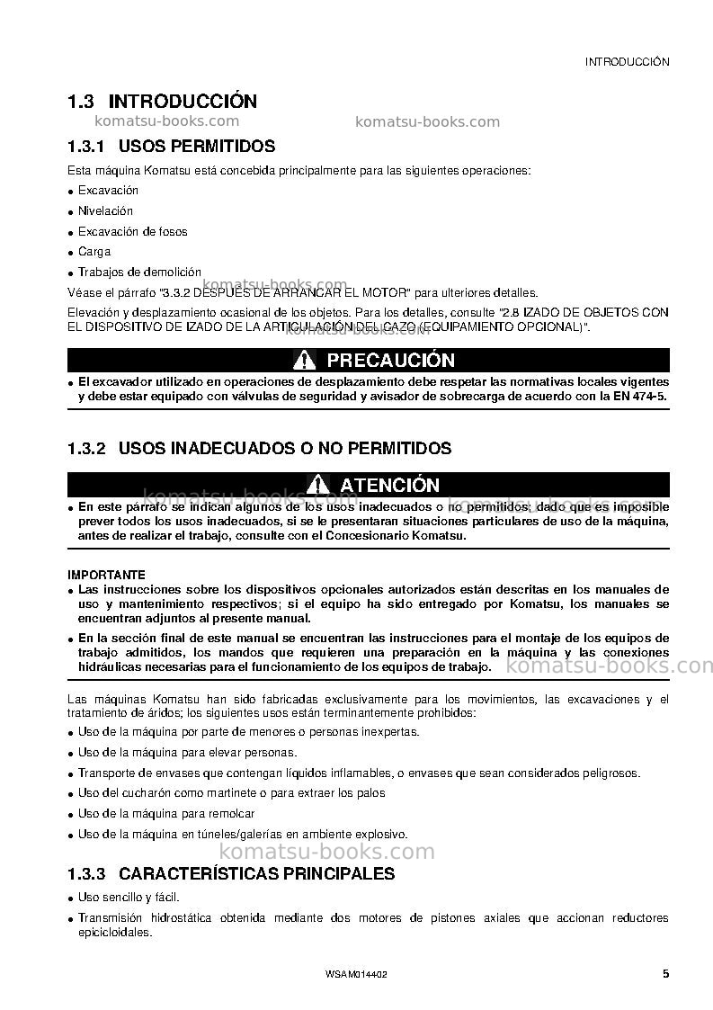 Komatsu pc55mr-3ita Manual de operación cover Page 7 Komatsu pc55mr-3ita Manual de operación cover Page 7