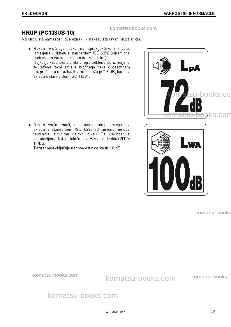 Komatsu pc138us-10ita Operation manual cover Page 7 Komatsu pc138us-10ita Operation manual cover Page 7