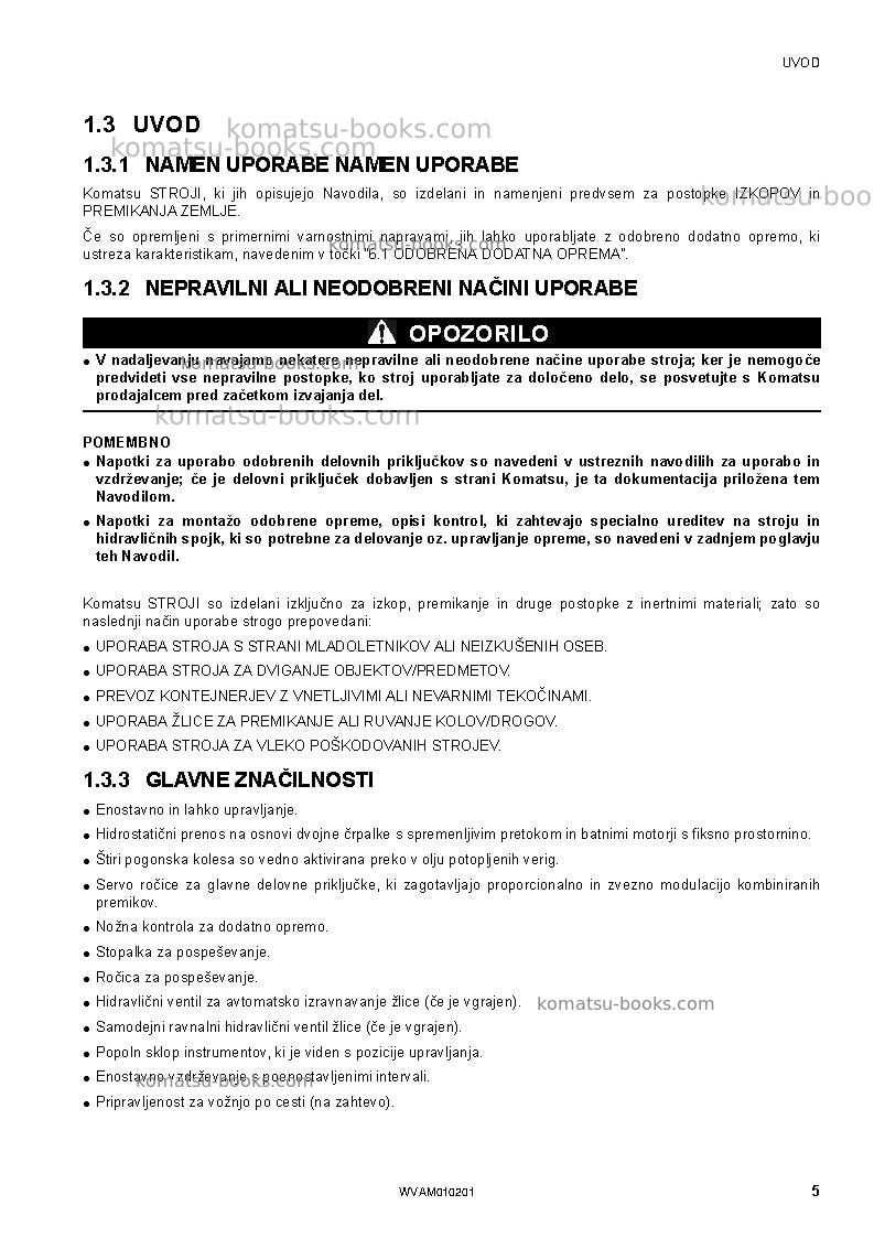 Komatsu sk510-5ita Operation manual cover Page 7