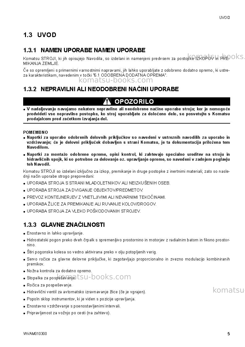 Komatsu sk714-5ita-/ Operation manual cover Page 7