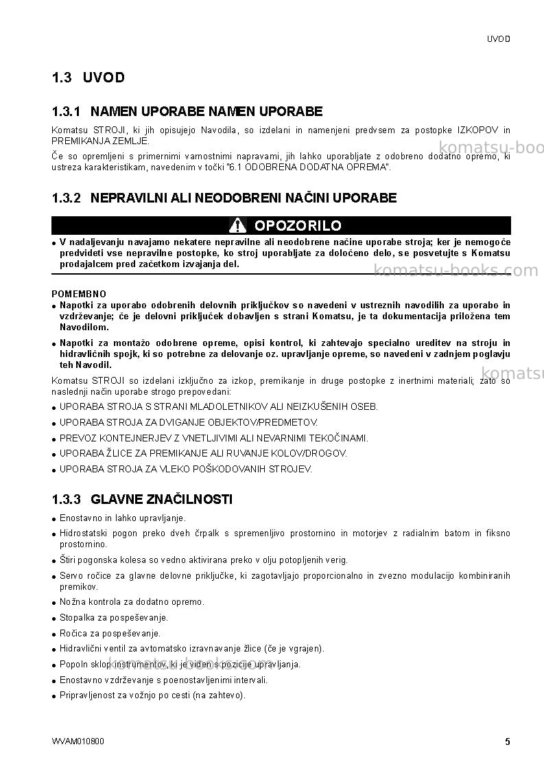 Komatsu sk1020-5ita-turbo Operation manual cover Page 7