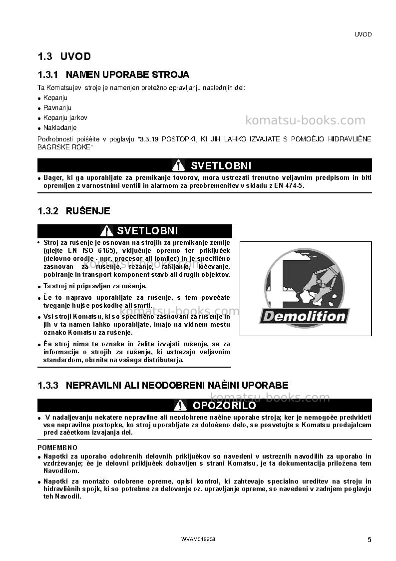 Komatsu pc80mr-3ita Operation manual cover Page 7 Komatsu pc80mr-3ita Operation manual cover Page 7