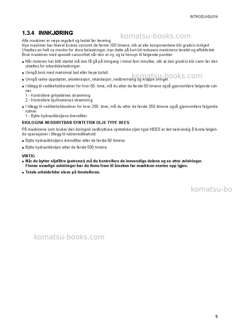 Komatsu sk1020-5ita-turbo Operation manual cover Page 7