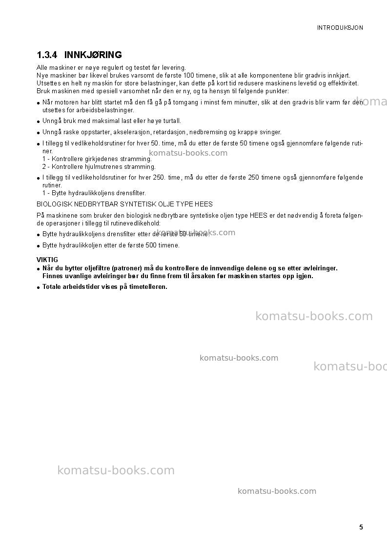 Komatsu sk510-5ita Operation manual cover Page 7