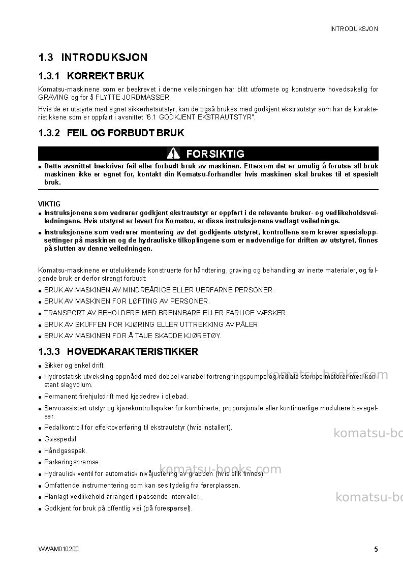Komatsu sk510-5ita Operation manual cover Page 7