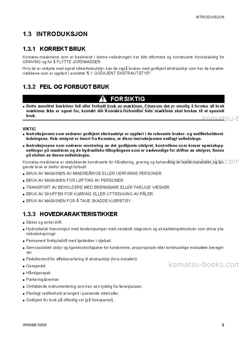 Komatsu sk1020-5ita-turbo Operation manual cover Page 7