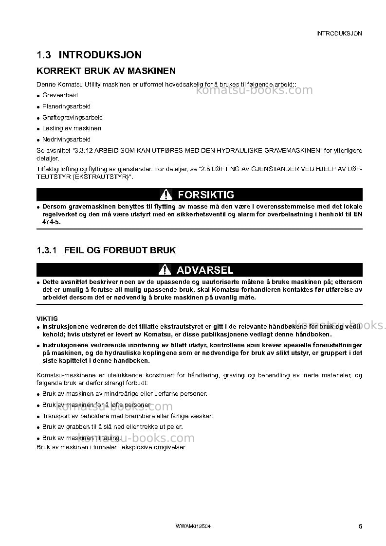Komatsu pc26mr-3ita Operation manual cover Page 7