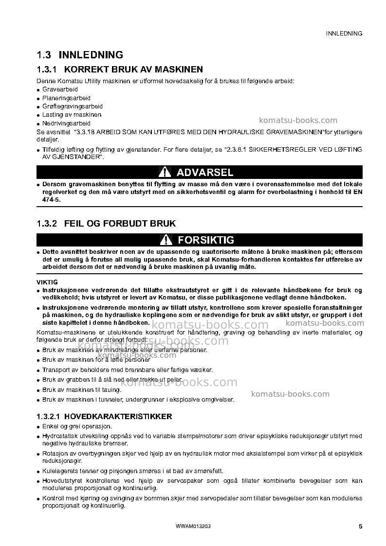 Komatsu pc78us-8jpn-for eu Operation manual cover Page 7