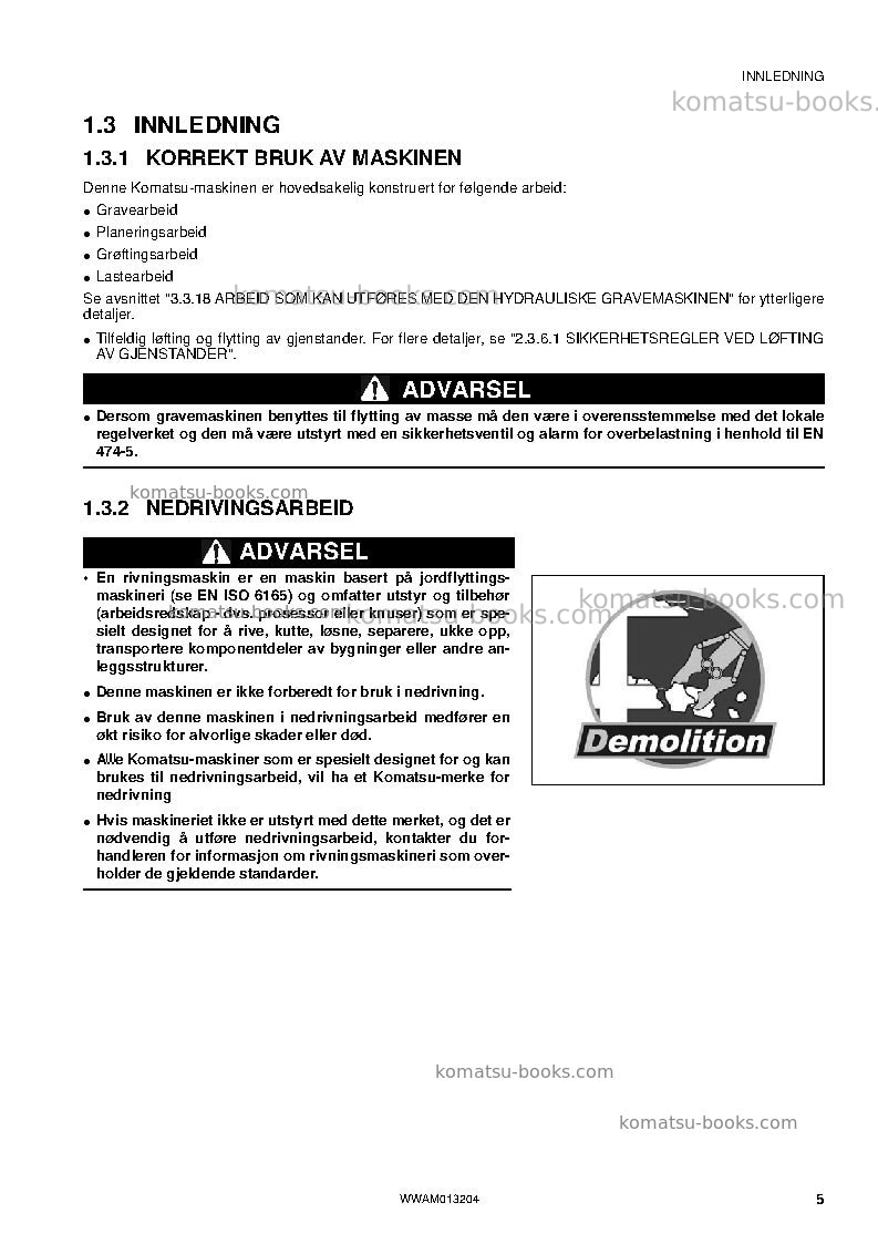 Komatsu pc78us-8jpn-for eu Operation manual cover Page 7