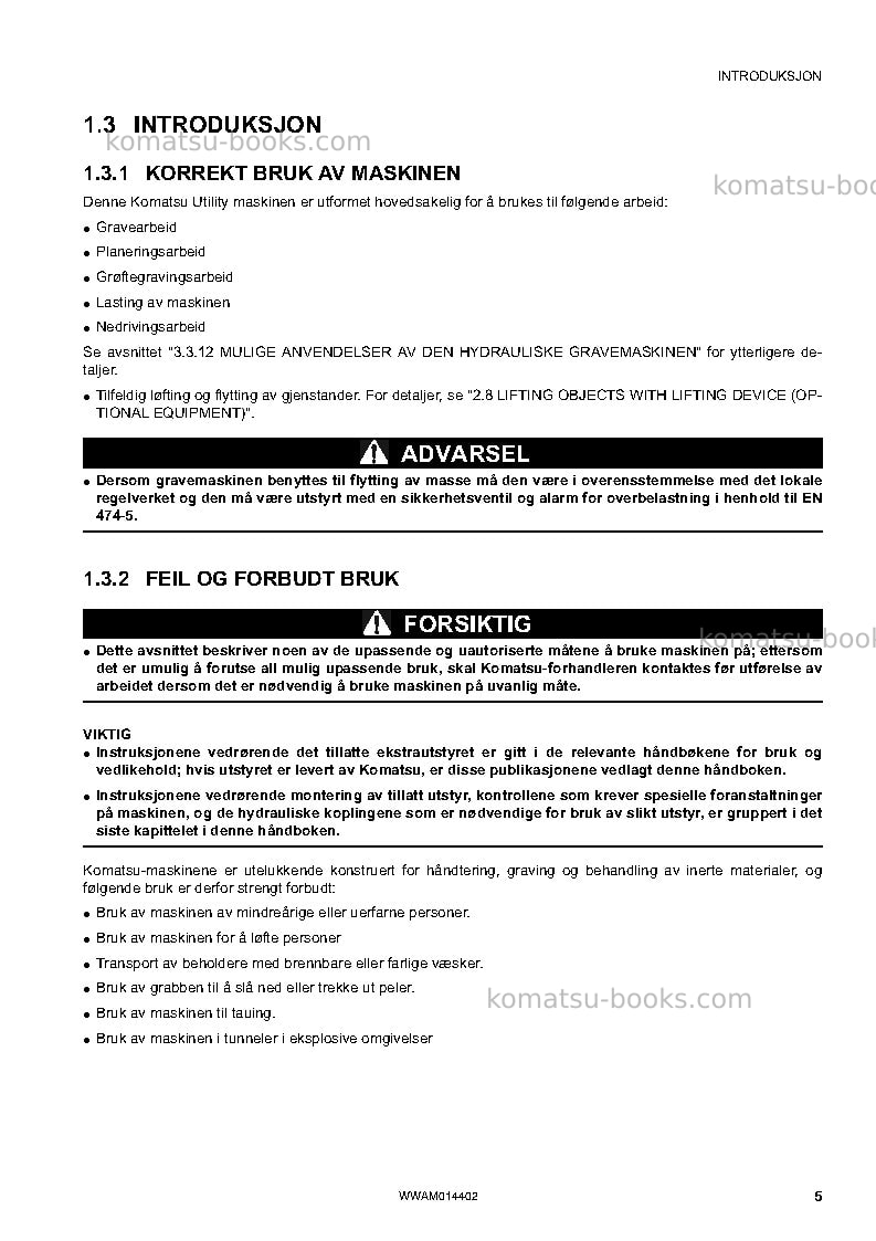 Komatsu pc55mr-3ita Operation manual cover Page 7 Komatsu pc55mr-3ita Operation manual cover Page 7