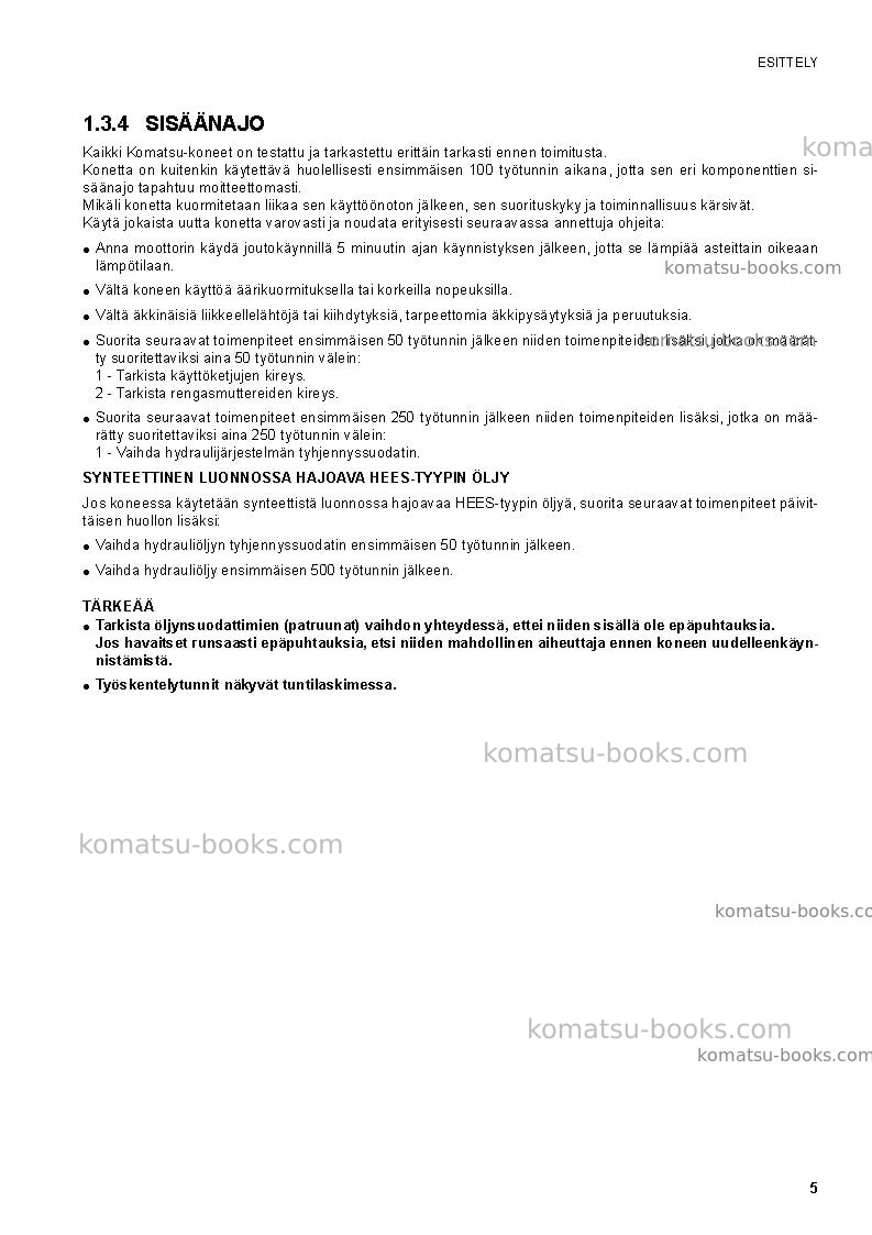 Komatsu sk1020-5ita Operation manual cover Page 7