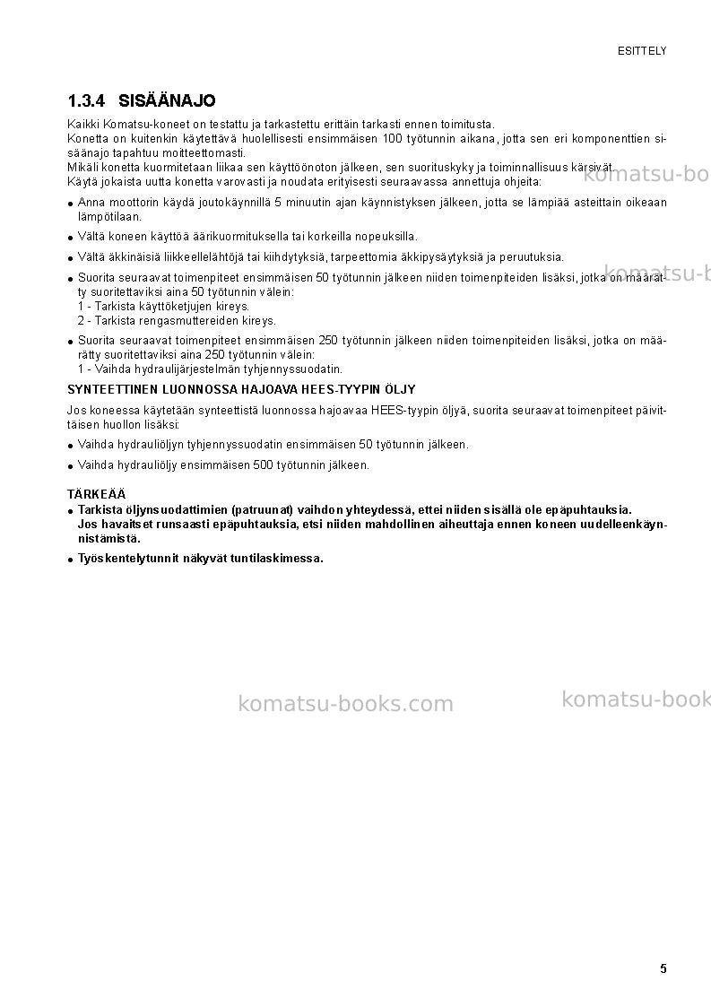 Komatsu sk1020-5ita-turbo Operation manual cover Page 7