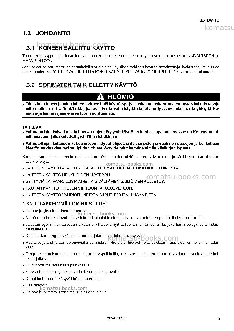 Komatsu pc80mr-3ita Operation manual cover Page 7
