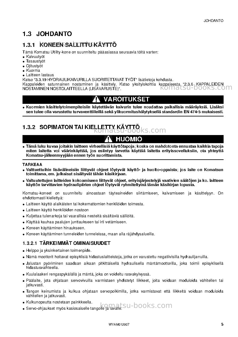 Komatsu pc80mr-3ita Operation manual cover Page 7