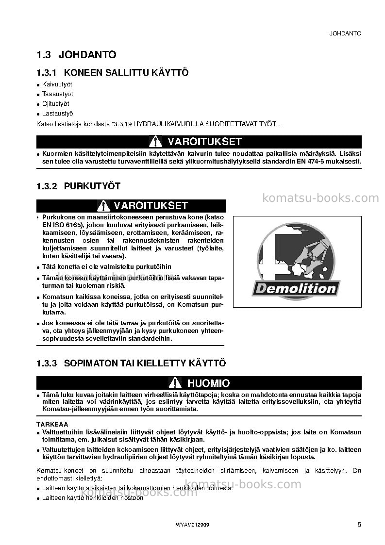 Komatsu pc80mr-3ita Operation manual cover Page 7