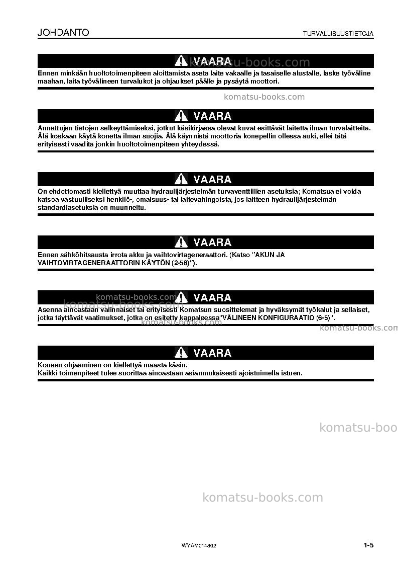 Komatsu pc118mr-8ita Operation manual cover Page 7
