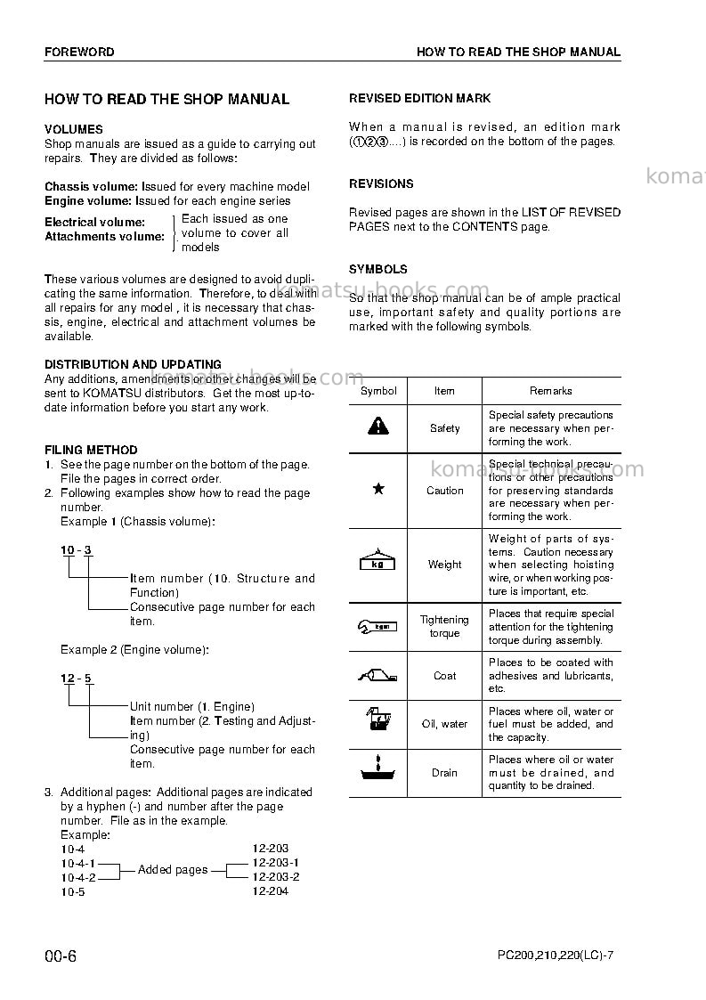 Komatsu pc200-7chn-multi-monitor Repair & maintenance cover Page 7