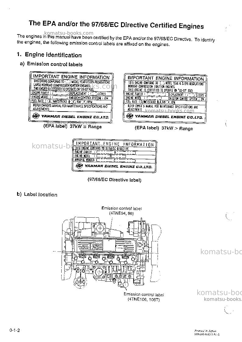 Komatsu 4tne yanmar-4deu-tne Repair & maintenance cover Page 7 Komatsu 4tne yanmar-4deu-tne Repair & maintenance cover Page 7
